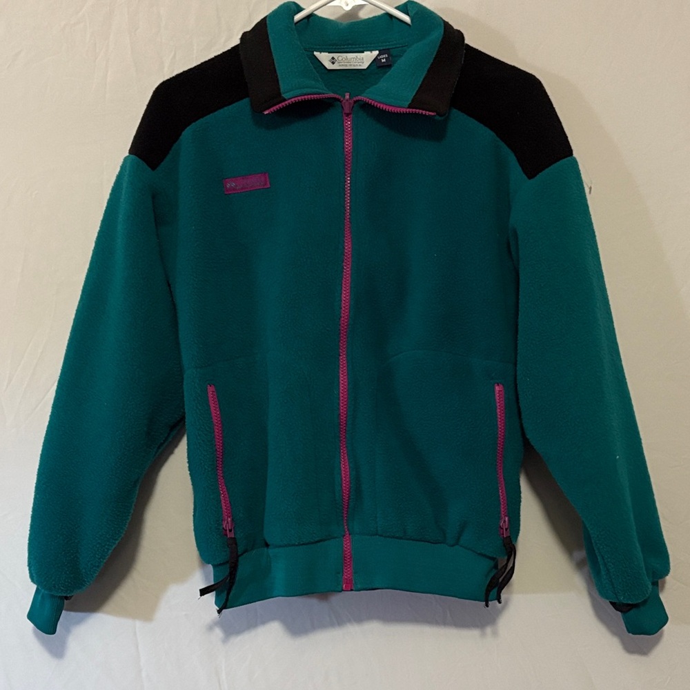 Vintage 90’s Columbia Fleece Full-Zip Jacket Teal and Purple Retro Colors